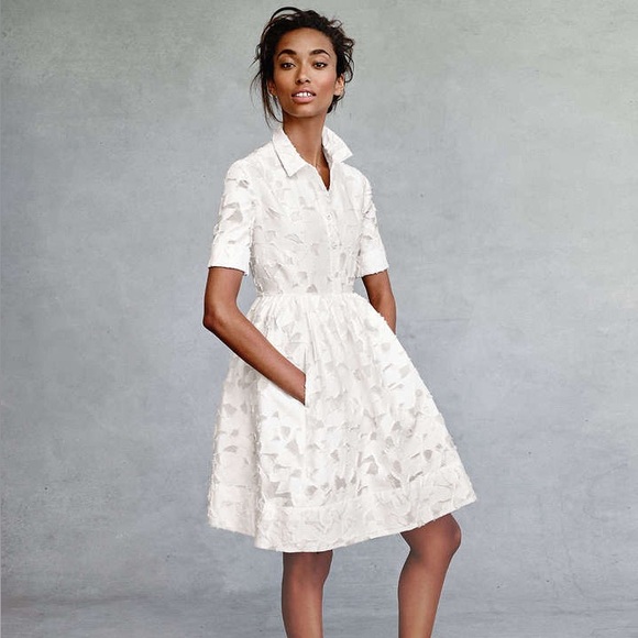 kate spade Dresses & Skirts - Kate Spade White Short-Sleeve Textured Floral Shirt Dress with Pockets Size 8